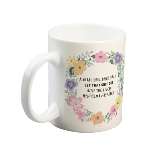 "Let That Go" Floral Boho Ceramic Mug